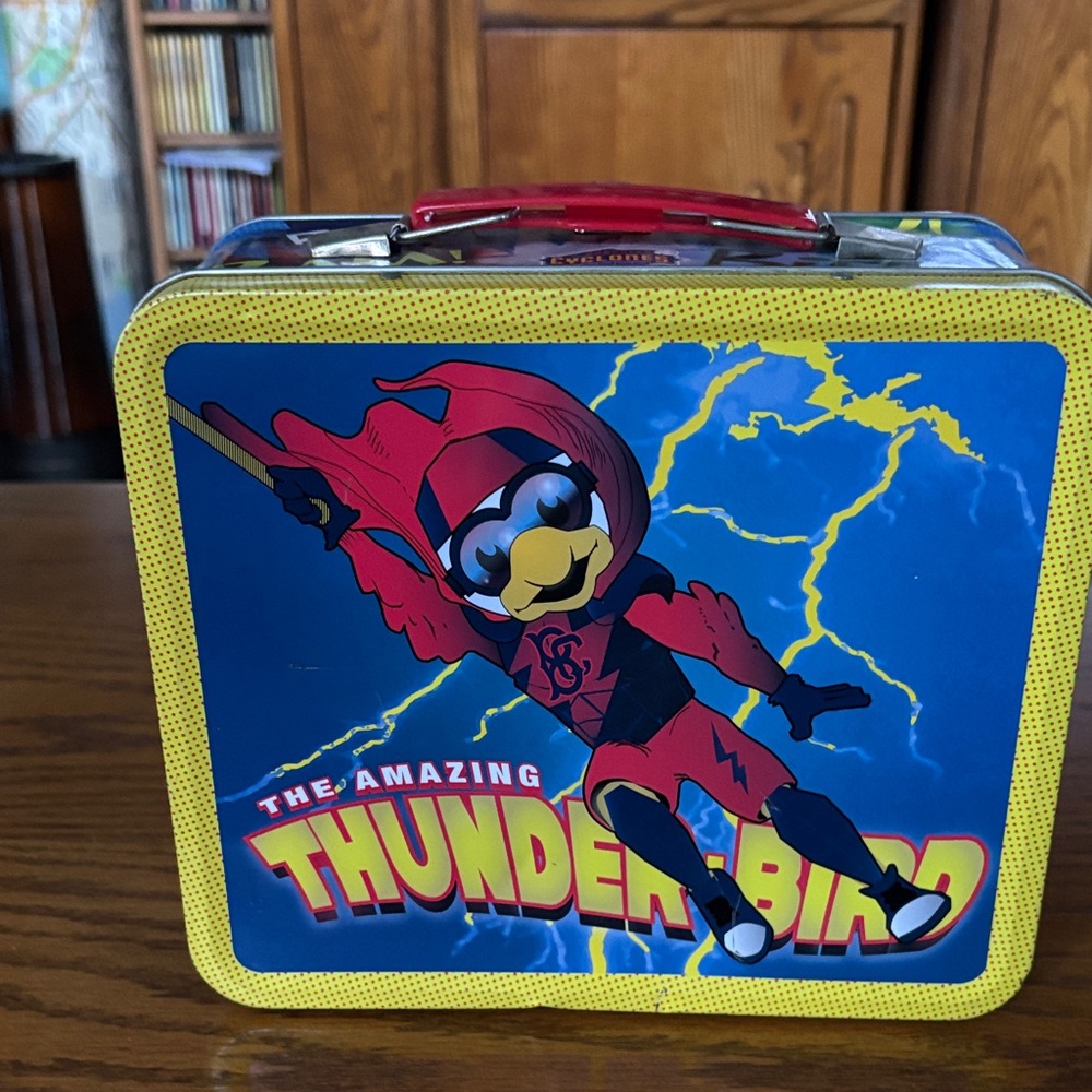 Thunder-Bird. Park Knights Lunchbox from Brooklyn Cyclones design like comics.